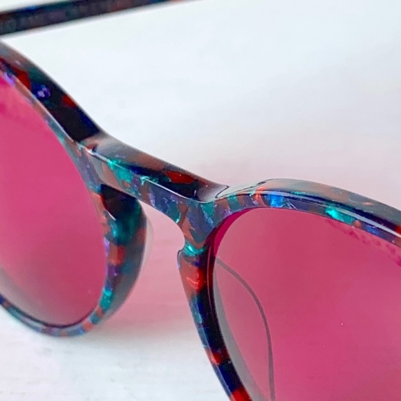 Anglo American Eyewear Jade Red Multi Mosaic Round Eyeglasses Mod 245 MMM 1990's - Picture 5 of 14